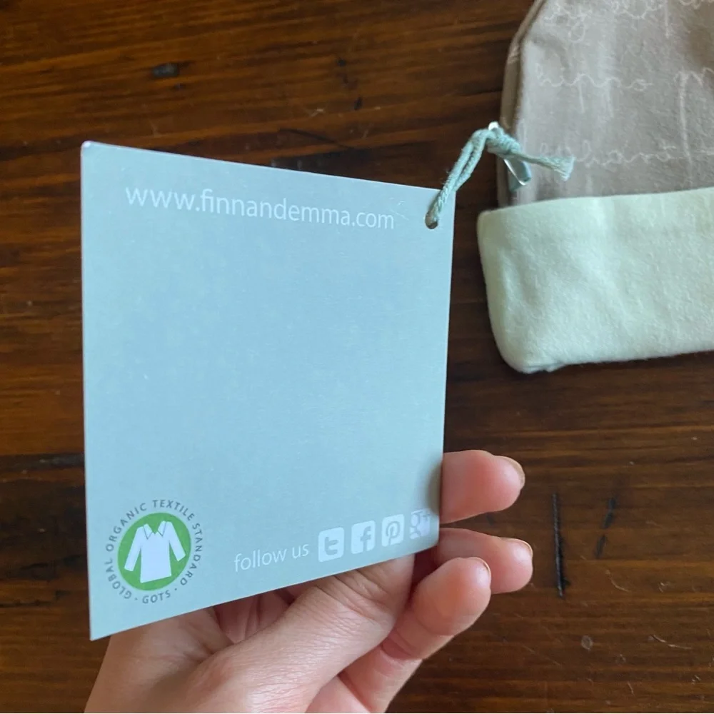 Finn + Emma Organic Cotton Baby Beanie Newborn Mint Green Gray Zoo Animal Script